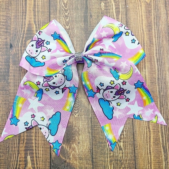 💕3/$15💕 Oversize Unicorn Rhinestone Hair Bow - Picture 3 of 3